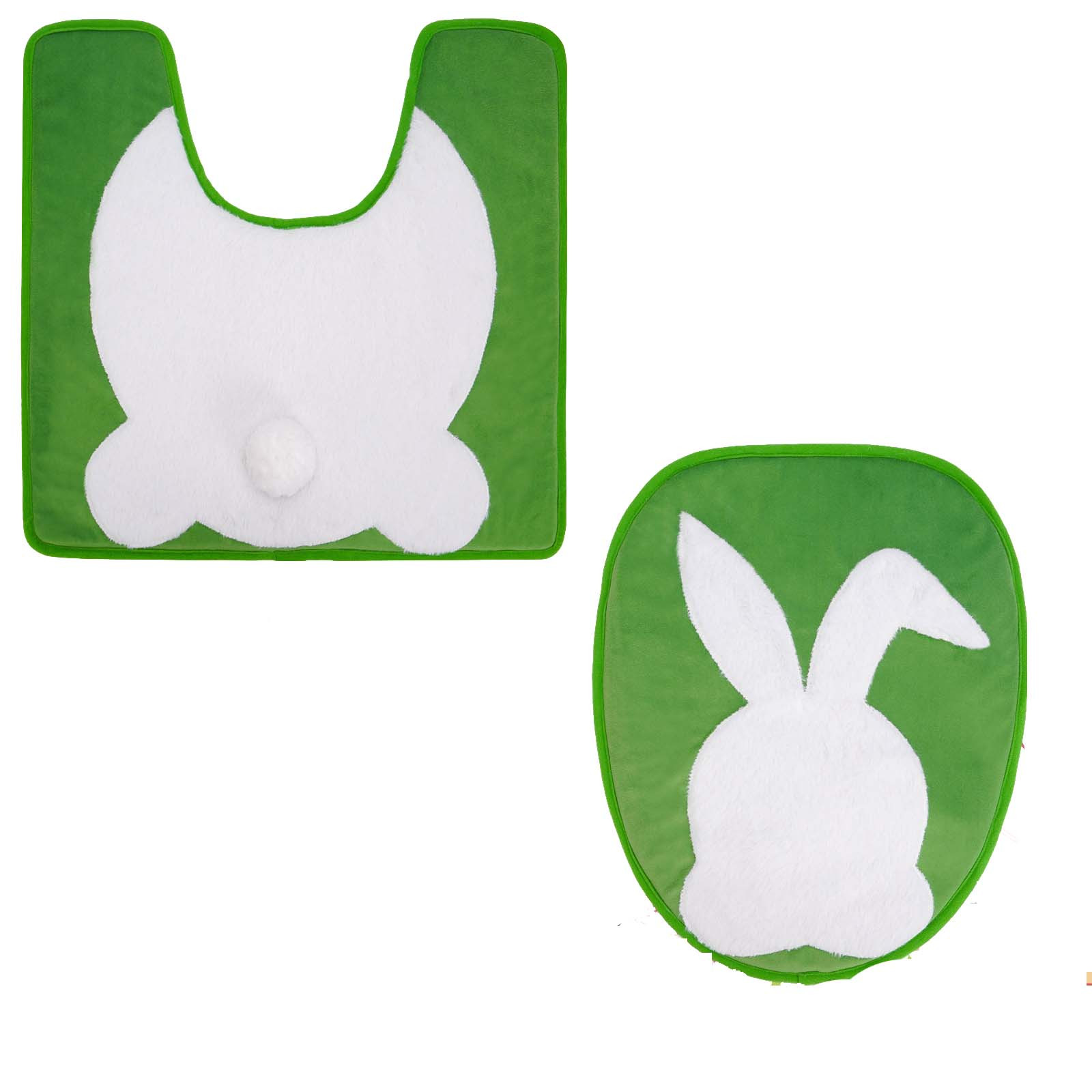 thumbnail image 2 of Pascua blanco conejo alfombra de baño tapa del asiento del inodoro suave antideslizante ducha absorbente lavable decorativo para el hogar, 2 of 2